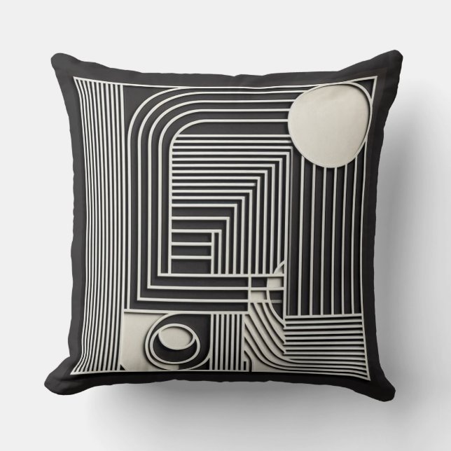 Coussin Lignes d'orbite géométriques (Recto)