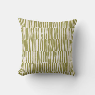 Coussin Lignes géométriques abstraites vert olive unique c