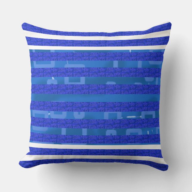Coussin Lignes géométriques bleu blanc cool (Recto)