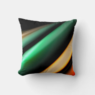 Coussin Lignes lisses Abstraites en soie sur noir, multico