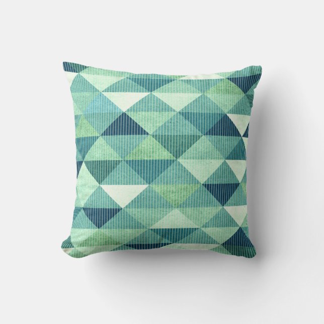Coussin Lignes modernes sarcelle d'hiver géométrique de | (Recto)