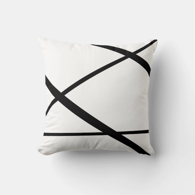 Coussin Lignes noires Art Abstrait 2 minimaliste moderne (Recto)