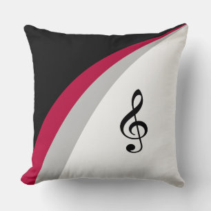 Coussin Lignes ondulées noires, rouges et blanches & clé d