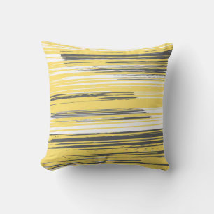 Coussin Lignes peintes à la main - jaune