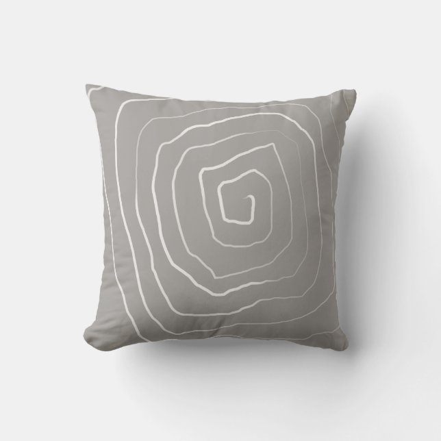 Coussin lignes peintes modernes et ludiques gris et blanc (Recto)