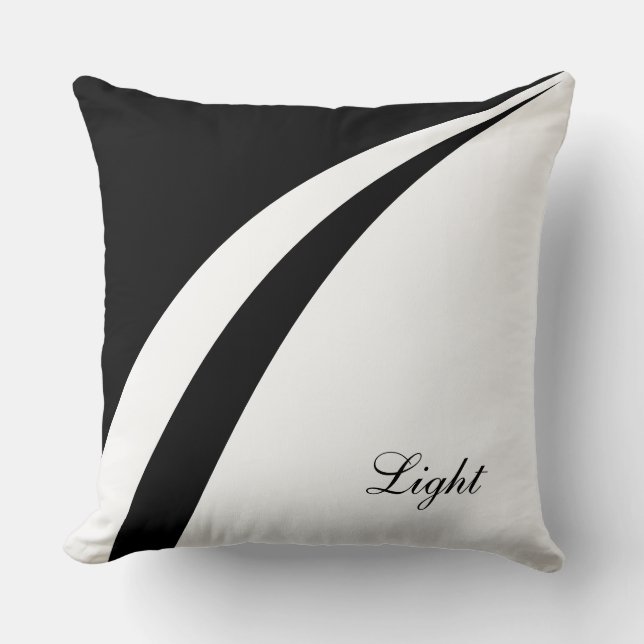Coussin Lignes Wavy Abstraites modernes en noir et blanc (Recto)