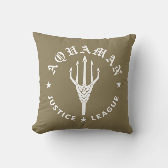 Coussin Ligue de Justice | Aquaman Retro Trident Emblem (Recto)