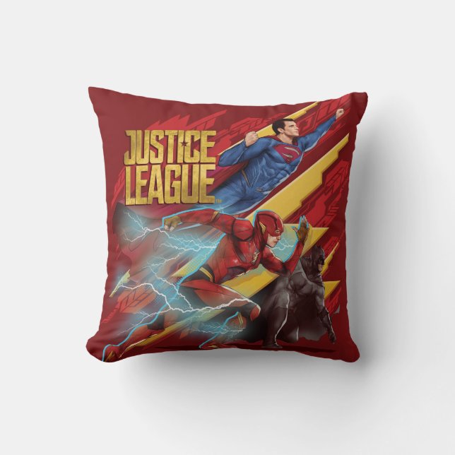 Coussin Ligue de Justice | Badge Superman, Flash et Batman (Recto)