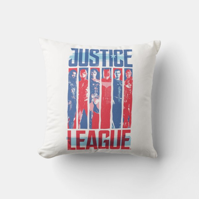 Coussin Ligue de Justice | Blue & Red Group Pop Art (Recto)