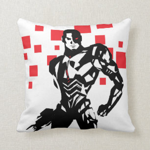 Coussin Ligue de Justice   Cyborg Digital Noir Pop Art