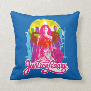 Coussin Ligue de Justice   Retro Group & Logo Pop Art