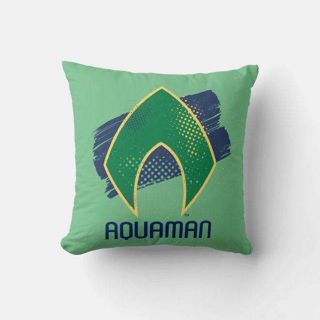 Coussin Ligue de Justice | Symbole Aquaman à demi-teintes  (Recto)