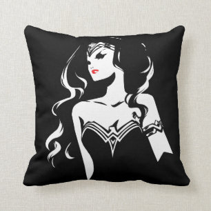 Coussin Ligue de Justice   Wonder Woman Noir Pop Art