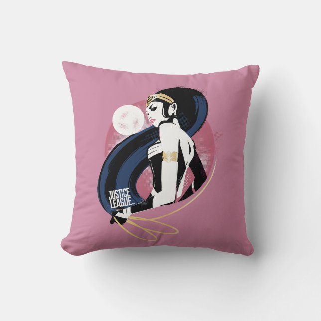 Coussin Ligue de Justice | Wonder Woman Profil Pop Art (Recto)