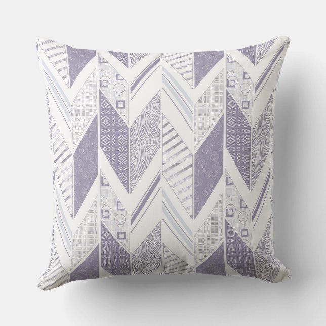 Coussin Lilac Grey Motif géométrique de patchwork pour Hom (Verso)