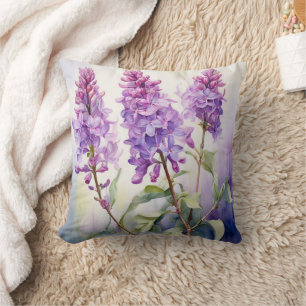 Coussin Lilac May Fleur de naissance Aquarelle Botanique p
