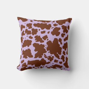 Coussin Lilac Purple moderne et peau Brown de vache Imprim