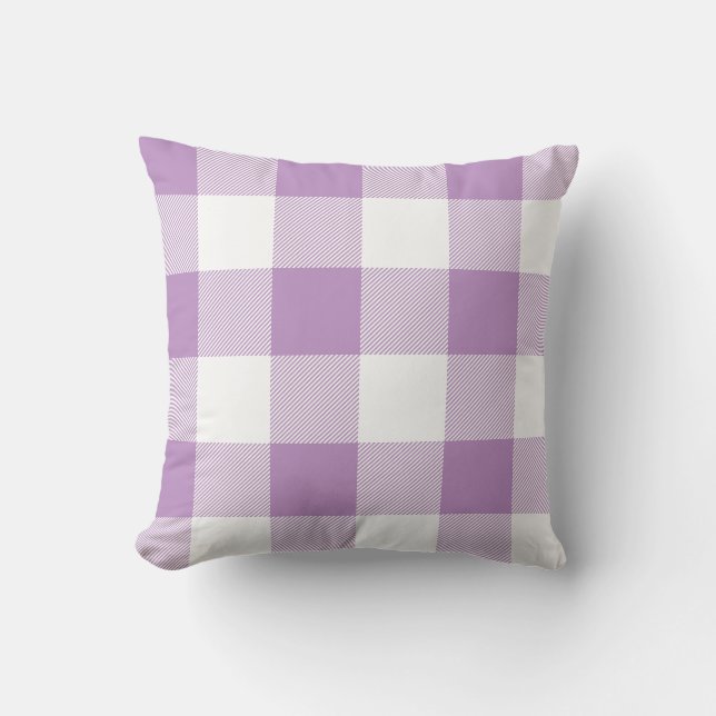 Coussin Lilac rustique et blanc de buffle à vérifier Plaid (Recto)