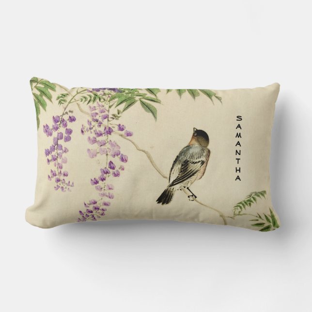 Coussin Lilac Sparrow Vintage japonais (Recto)