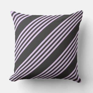 Coussin Lilac violet et charbon de bois cinq bandes motif