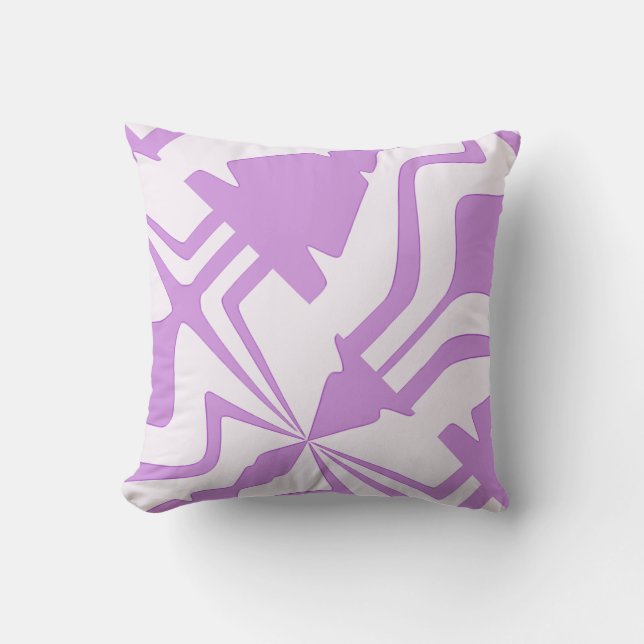 Coussin Lilac White Diagonal Abstrait Sound Wave Motif (Recto)