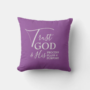 Coussin Lilas FAIRE CONFIANCE À DIEU. Chrétien