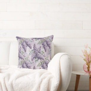 Coussin Lilas Fleurs de lilas Vert sauge Lavande poudrée