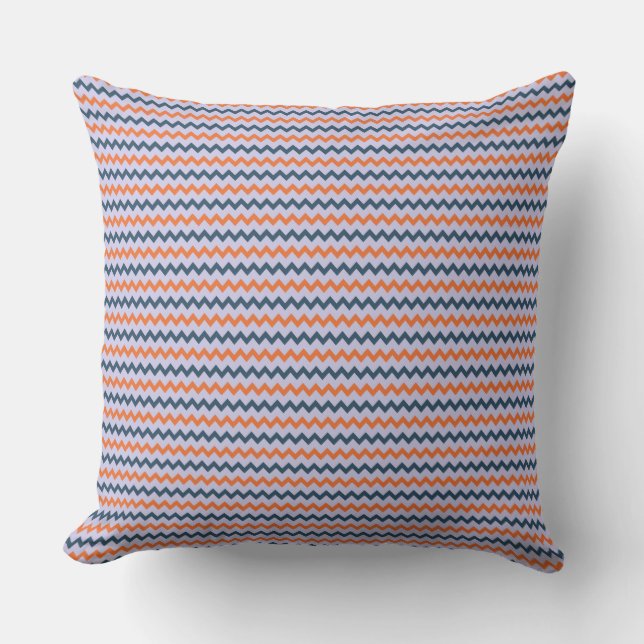 Coussin Lilas orange bleu-foncé de petit motif de chevron (Recto)
