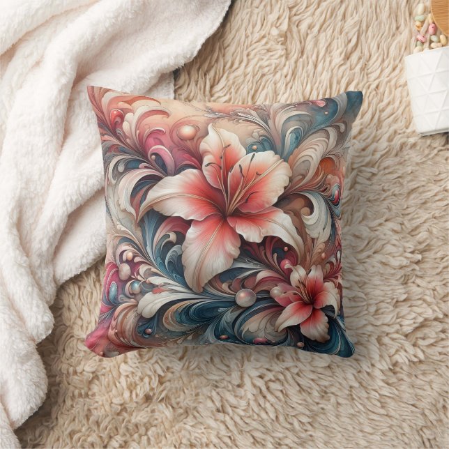 Coussin Lily Fleurit Au milieu de Motifs torrents (Couverture)