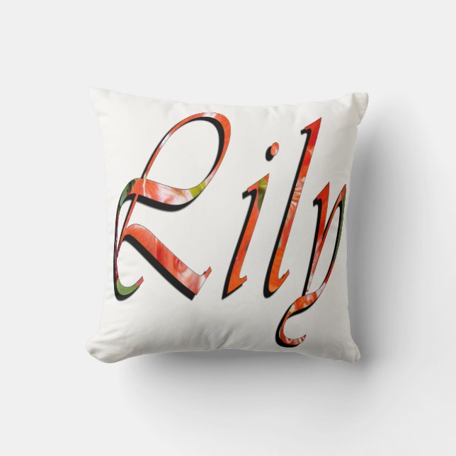 Coussin Lily, Nom, Logo, Poussin Blanc. (Recto)