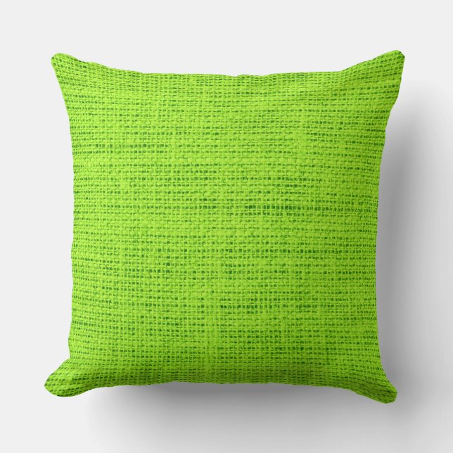 Coussin Lime Green Burlap Linen Russe Jute (Recto)