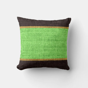 Coussin Lime Green et Brown Rustic Burlap Jute Arrière - p