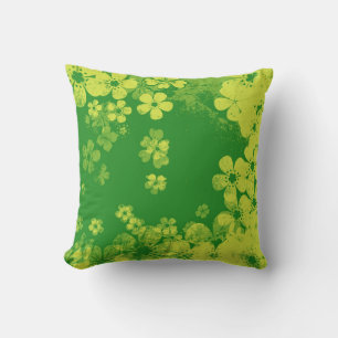 Coussin Lime vert Vintage motif floral