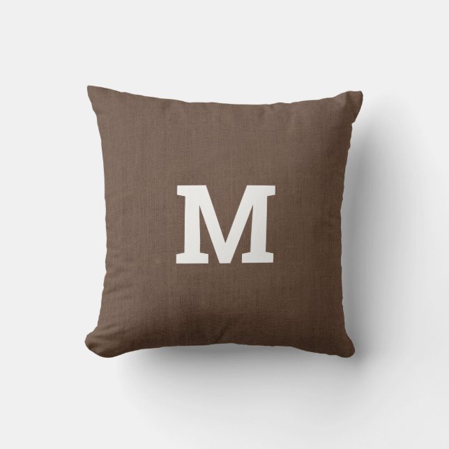 Coussin Lin Brown avec monogramme (Recto)