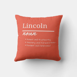 Coussin Lincoln, Définition de prénom personnalisé garçon