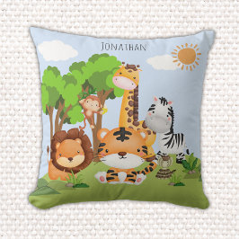 Coussin Lindo Animales de la Selva Acuarela Niños