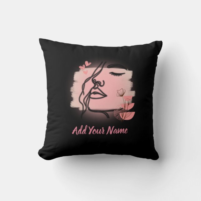 Coussin Line art Face Throw Pillow (Recto)