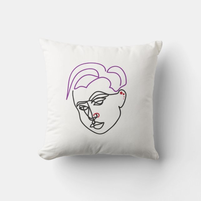 Coussin Line Sketch Throw Pillow (Recto)