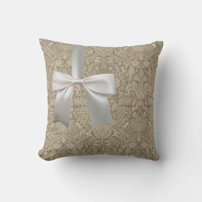Coussin Linge de dentelle mariage blanc classique jolie (Recto)