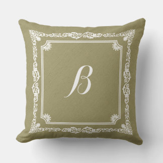 Coussin Linge Vert Sage Et Cadre Blanc