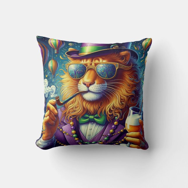 Coussin Lion/Carnaval de la Louisiane  (Recto)