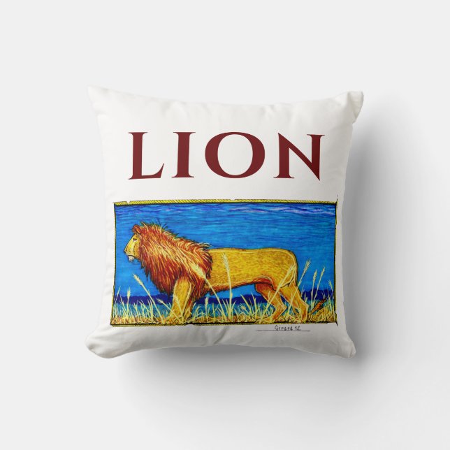 Coussin Lion dans l'herbe haute (Recto)