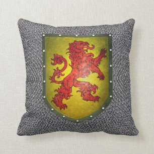 Coussin Lion de rouge de bouclier en métal d'arrière -