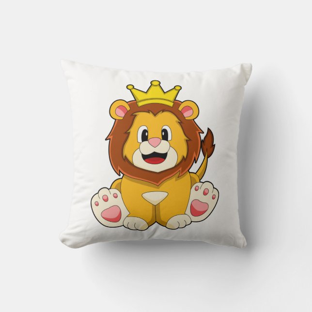 Coussin Lion roi avec couronne (Recto)