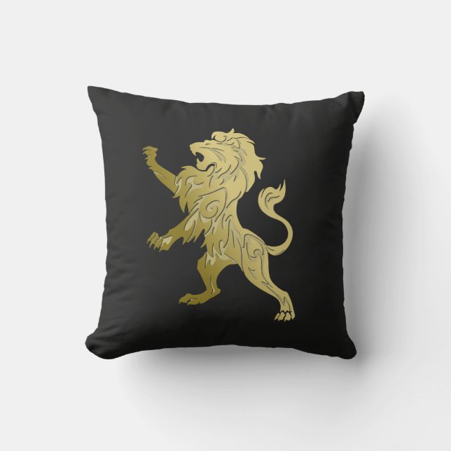 Coussin Lion royal d'or noir (Recto)