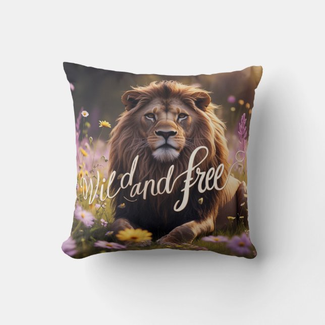 Coussin Lion sauvage et libre (Recto)