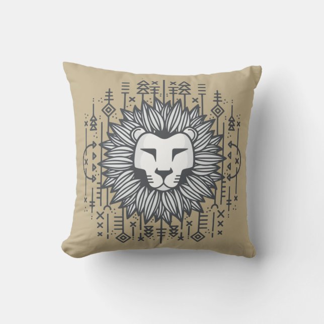 Coussin Lion Tribal (Recto)