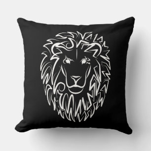 Coussin Lion tribal noir et blanc