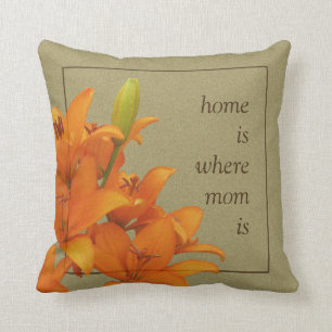 Coussin Lis oranges de fleur pour la maman