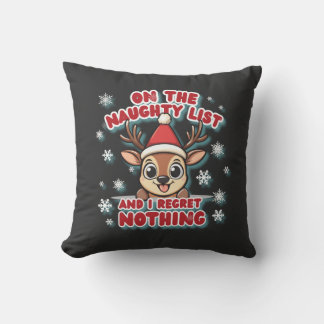 Coussin Liste Vilains & Sans Regrets Noël Renne